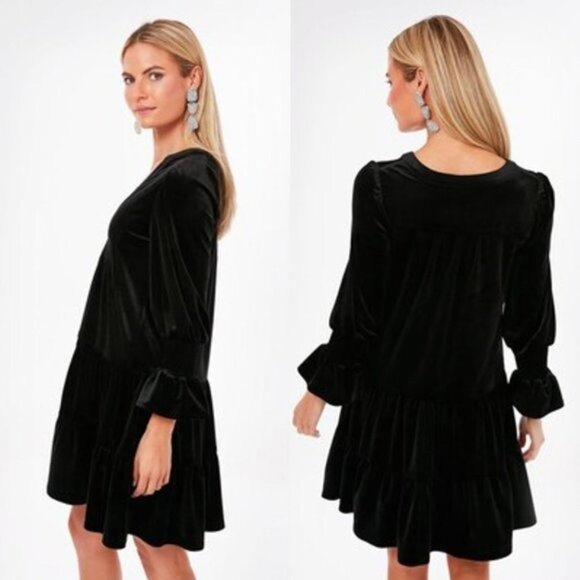 Pomander Place | NEW Black Velvet Kenzo Long Sleeve Mini Dress Size Medium - Picture 2 of 11